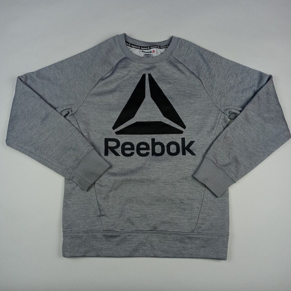 REEBOK Crew Neck Sweatshirt Sweater Big Logo Women's Size XL 14/16 Pullover Gray